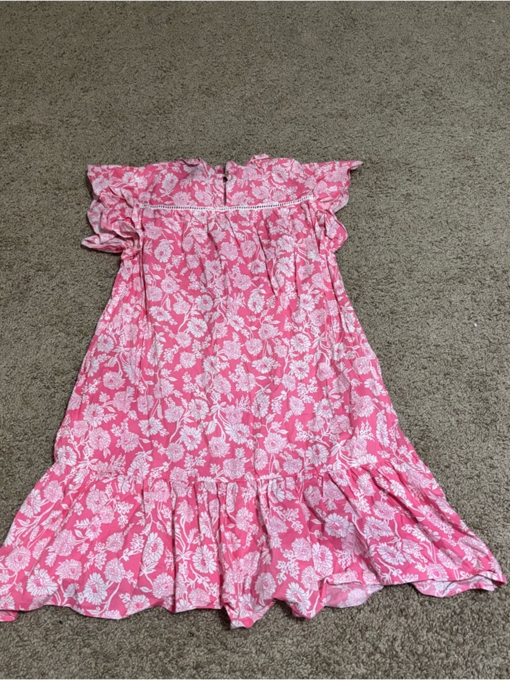 Pinch Pink Floral Ruffle Sleeve Mini Dress size Large 100% cotton - Picture 8 of 8